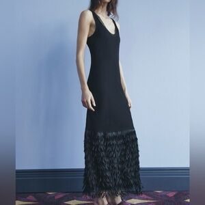 Sz S. Zara strappy fringe dress. Black. NWT